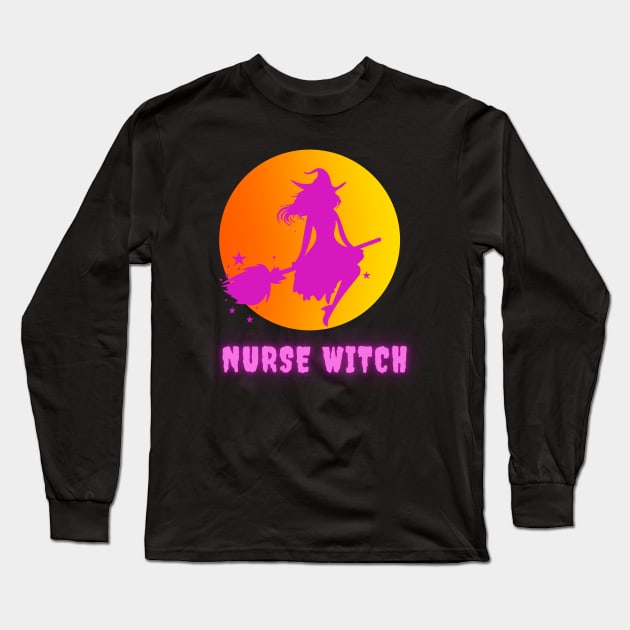 Nurse Witch Long Sleeve T-Shirt by Proway Design